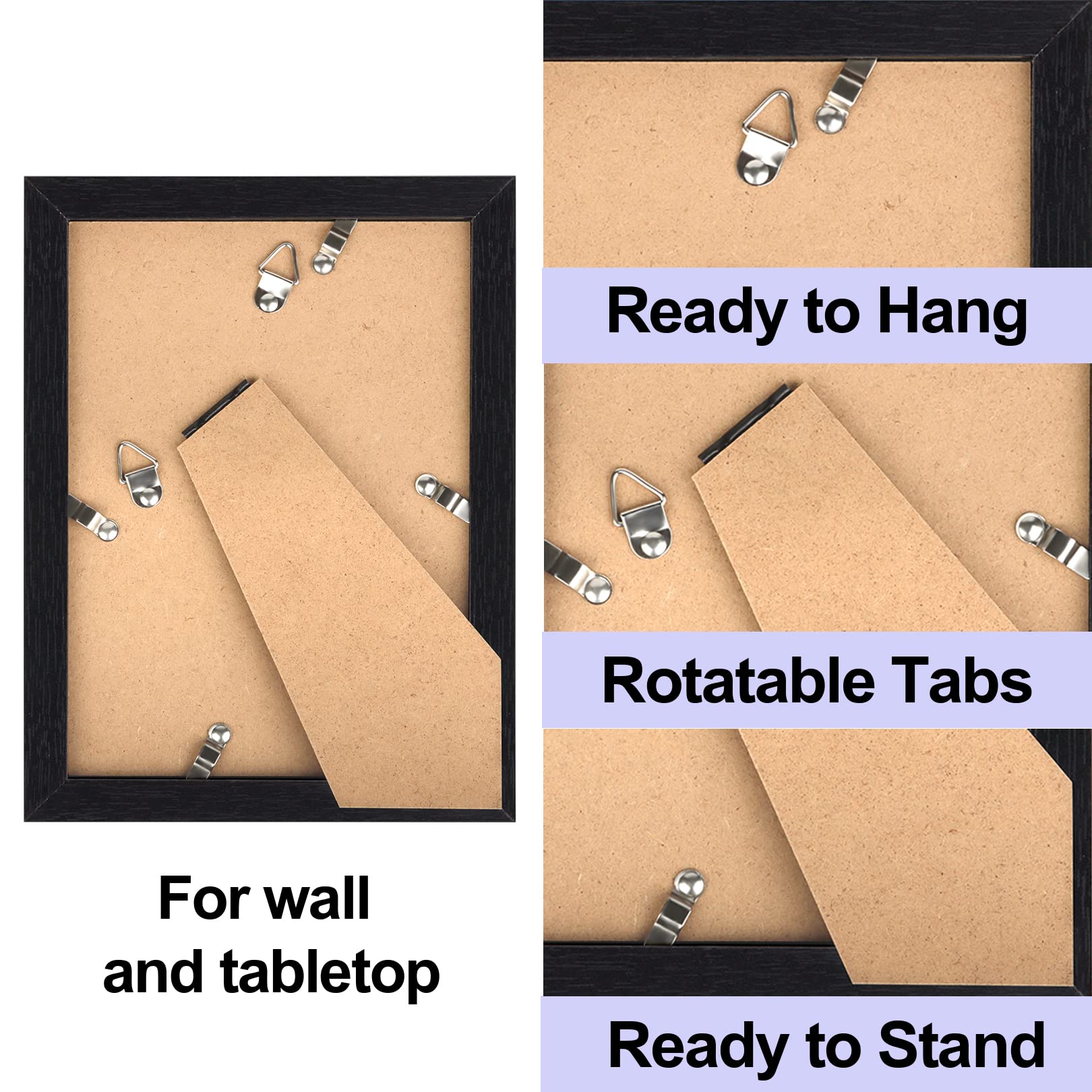 TOFOREVO 5x7 Picture Frames Set of 6 Black Wood Grain Photo Frame for Gallery Wall Mounting or Tabletop Display